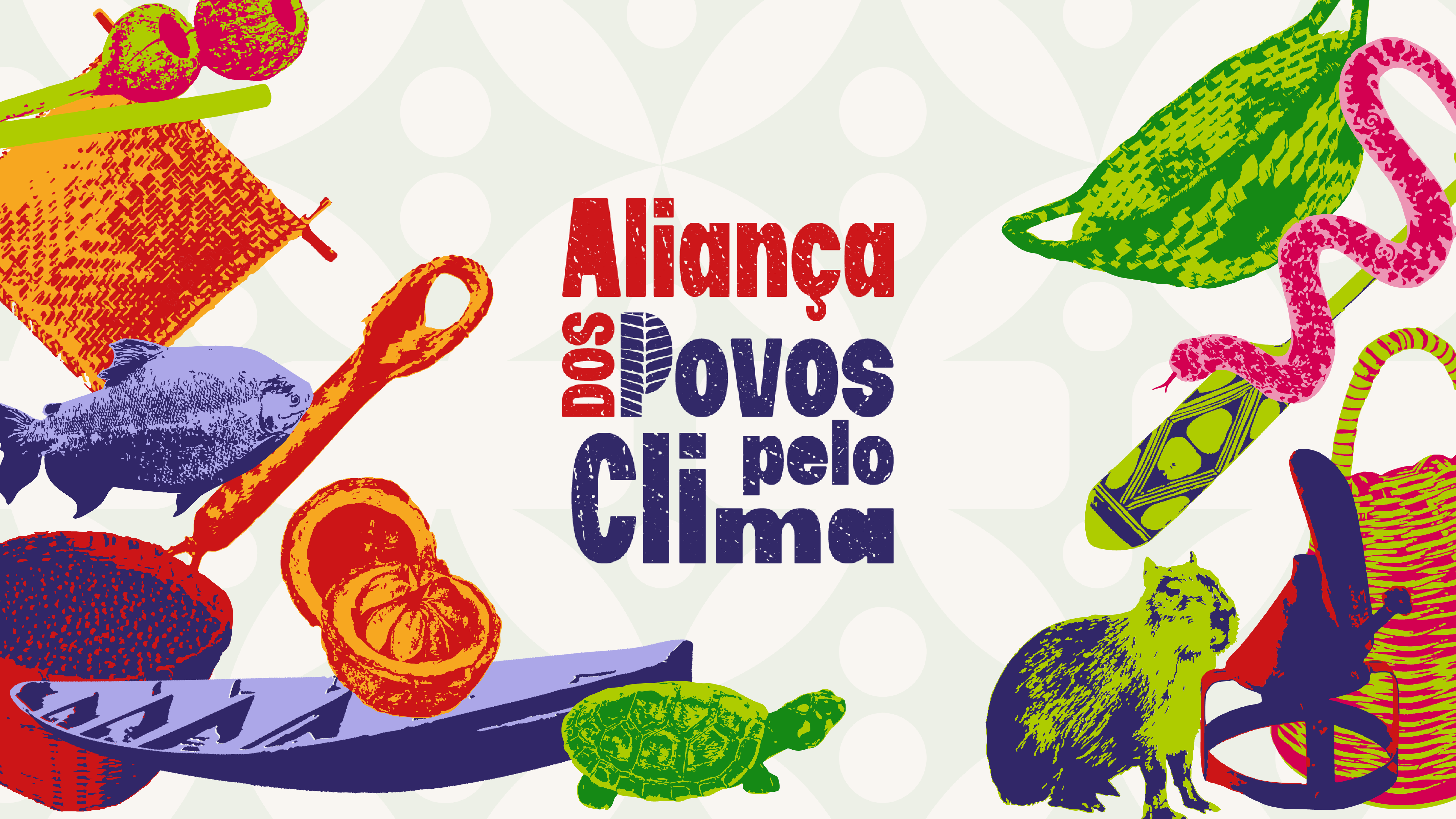 Aliança dos Povos pelo Clima - Arte com elementos da fauna e flora brasileira